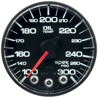 AutoMeter - AutoMeter P322328 Spek-Pro Oil Temperature Gauge 100-300F 2-1/16" Stepper Motor