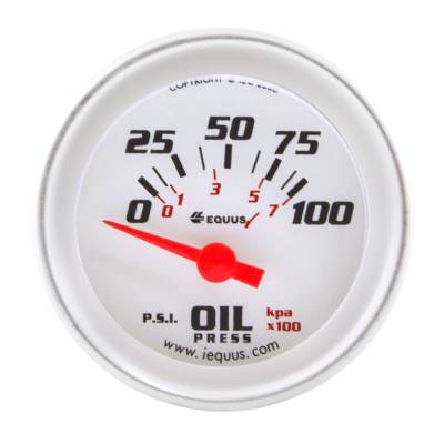 Equus - Equus E8264 Gauge Oil Press 2" 90 Sweep Elec White Silver 8000