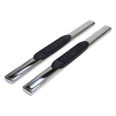 TrailFX - TrailFX A7040S 5" Oval Straight Side Bars Polished Steel Rocker Panel Mount