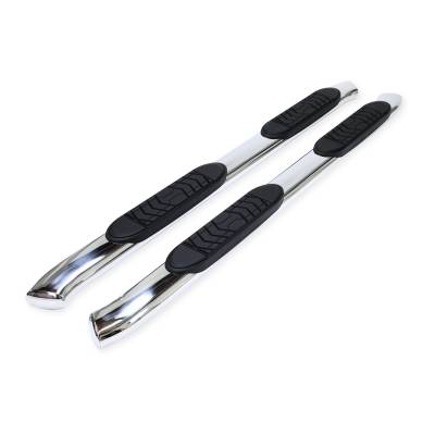 TrailFX - TrailFX A7064S 5" Oval Bent Side Bars Polished Steel Rocker Panel Mount