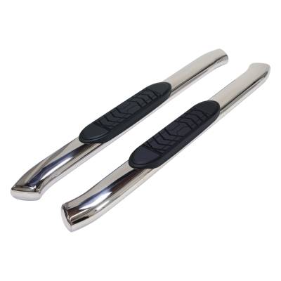 TrailFX - TrailFX A7072S 5" Oval Bent Nerf Bars SS w/Step Pads