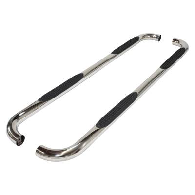 TrailFX - TrailFX A0005S Nerf Bar 3" Stainless Round Bent w/Step Pads Rocker Mount