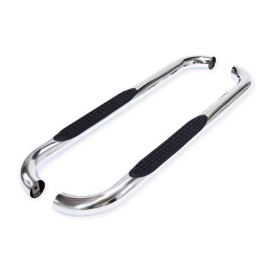 TrailFX - TrailFX A0029S Nerf Bar 3" Stainless Round Bent w/Step Pads Frame Mount