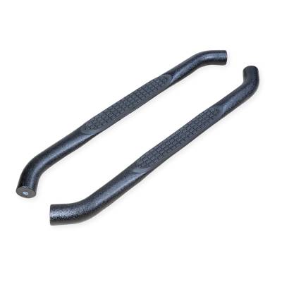 TrailFX - TrailFX A0056T Nerf Bar 3" Black Powder Round Bent 90-DEG w/Step Pads Rocker Mnt