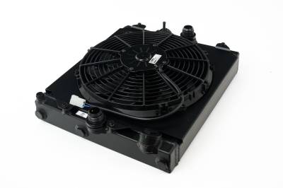 CSF Cooling - Racing & High Performance Division - CSF Cooling 2858XB Blk Half Radiator w/SPAL Fan & Shroud for Evo 7-9/92-00 Civic