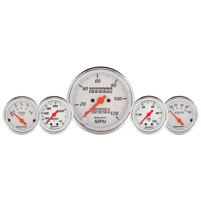 AutoMeter - AutoMeter 1311 Arctic White 5 Gauge Speedo/Oil/Water/Volt/Fuel 3-1/8" & 2-1/16"
