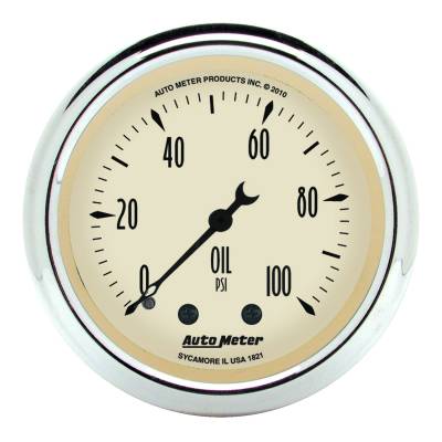 AutoMeter - AutoMeter 1821 Antique Beige Mechanical Oil Pressure Gauge 0-100Psi 2-1/16"