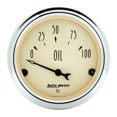 AutoMeter - AutoMeter 1827 Air-Core Antique Beige Oil Pressure Gauge 0-100Psi 2-1/16"