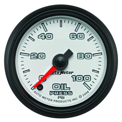 AutoMeter - AutoMeter 19552 Pro-Cycle Oil Pressure Gauge White/Blk 0-100Psi 2-1/16"