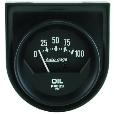 AutoMeter - AutoMeter 2360 Autogage Oil Pressure Mech Blk Gauge 0-100PSI 2-1/16" Short Sweep
