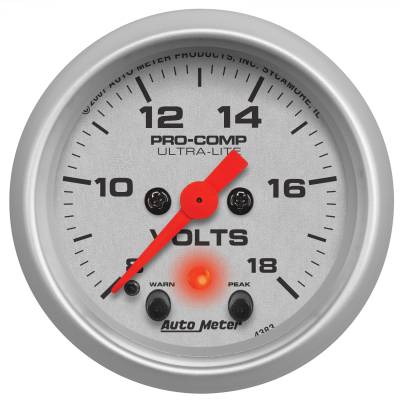AutoMeter - AutoMeter 4383 Ultra-Lite Digital Volt Meter Gauge 8-18V 2-1/16" Stepper Motor