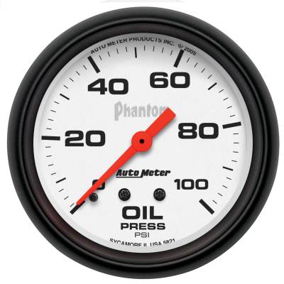 AutoMeter - AutoMeter 5821 Phantom Mechanical Oil Pressure Gauge 0-100PSI 2-5/8"
