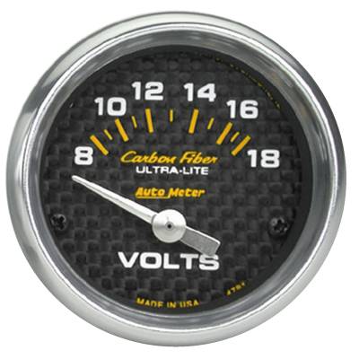 AutoMeter - AutoMeter 4791 Air Core Carbon Fiber Electric Voltmeter Gauge 8-18V 2-1/16"