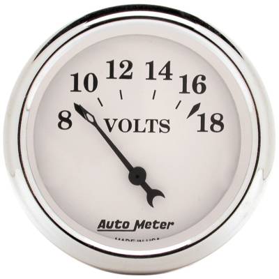 AutoMeter - AutoMeter 1692 Old Tyme White Air-Core Volt Meter Gauge 8-18V 2-1/16"