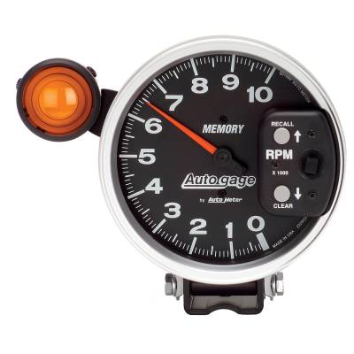 AutoMeter - AutoMeter 233906 Autogage Pedestal Tacho w/Memory/Light Gauge Black 10000RPM 5"