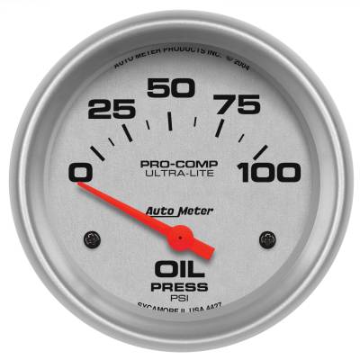 AutoMeter - AutoMeter 4427 Ultra-Lite Air Core Electric Oil Pressure Gauge 0-100 PSI 2-5/8"
