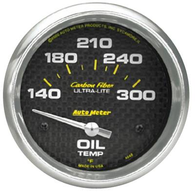 AutoMeter - AutoMeter 4848 Carbon Fiber Electric Oil Temperature Gauge 140-300-DEG F 2-5/8"