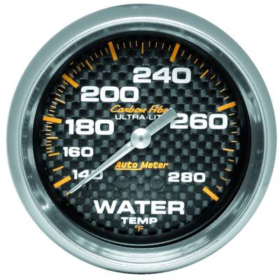 AutoMeter - AutoMeter 4831 Carbon Fiber Mechanical Water Temperature 140-280°F/6' 2-5/8"