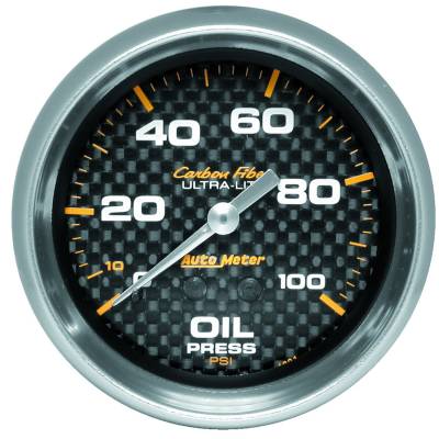 AutoMeter - AutoMeter 4821 Carbon Fiber Mechanical Oil Pressure Gauge 0-100PSI 2-5/8"
