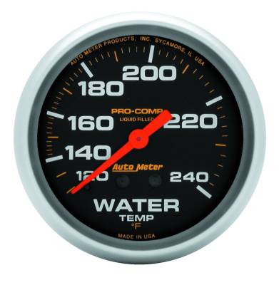 AutoMeter - AutoMeter 5433 Pro-Comp Mech Water Temp Liquid Filled Gauge 120-240F/12' 2-5/8"
