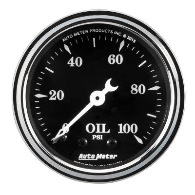 AutoMeter - AutoMeter 1721 Old Tyme Black Mechanical Oil Pressure Gauge 0-100PSI 2-1/16"