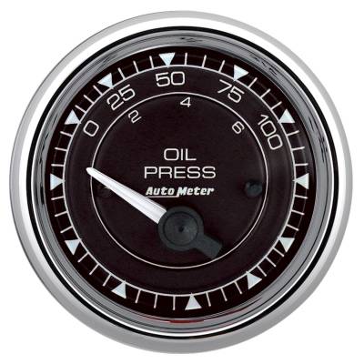 AutoMeter - AutoMeter 9727 Chrono Chrome Oil Pressure Gauge 0-100PSI 2-1/16"