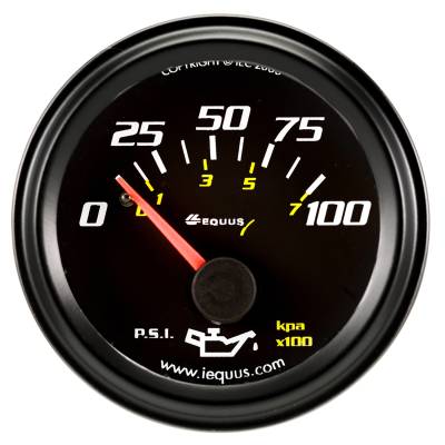 Equus - Equus E6234 Gauge Oil Pressure 2" 0-100Psi 90 Sweep Mech Black 6000