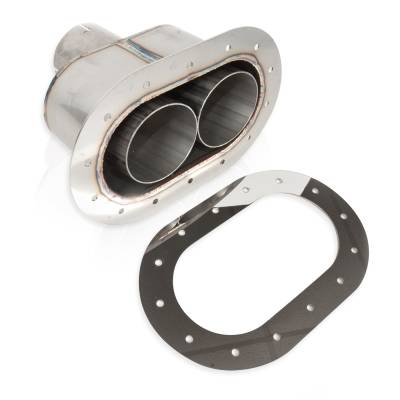 Stainless Works - Stainless Works ST2814 Thru Body Oval w/Dual Tubes Tip 2.5" Inlet