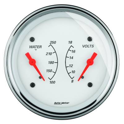 AutoMeter - AutoMeter 1330 Arctic White Water/Volt Dual Gauge 100-250F 8-18V 3-3/8"