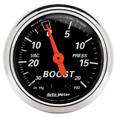 AutoMeter - AutoMeter 1471 Designer Blk Mechanical Boost/Vacuum Gauge 30" HG/20 PSI 2-1/16"