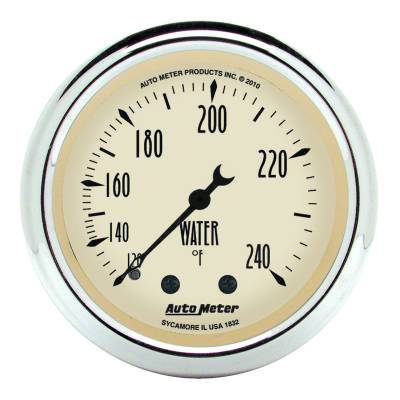 AutoMeter - AutoMeter 1832 Antique Beige Mechanical Water Temp Gauge 2-1/16" 120-240F 6'