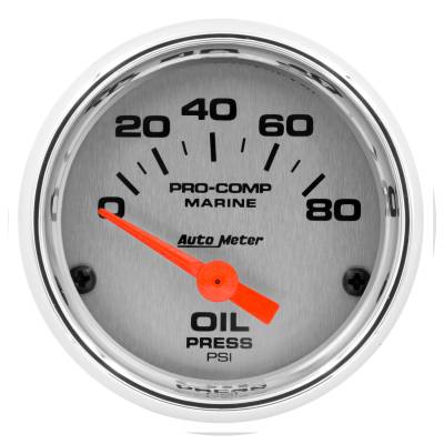 AutoMeter - AutoMeter 200744-35 Air-Core Marine Oil Pressure Gauge Chrome 0-80Psi 2-1/16"