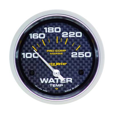 AutoMeter - AutoMeter 200763-40 Marine Elec Water Temp Carbon Fiber 100-250-DEG F 2-5/8"
