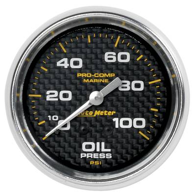AutoMeter - AutoMeter 200777-40 Marine Mechanical Oil Pressure Carbon Fiber 0-100Psi 2-5/8"