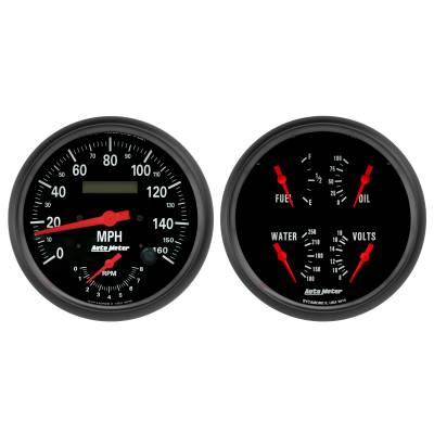 AutoMeter - AutoMeter 2602 Z-Series 2Pc Gauge Speedometer Kit 5" Quad & Tach 240-33Ohm