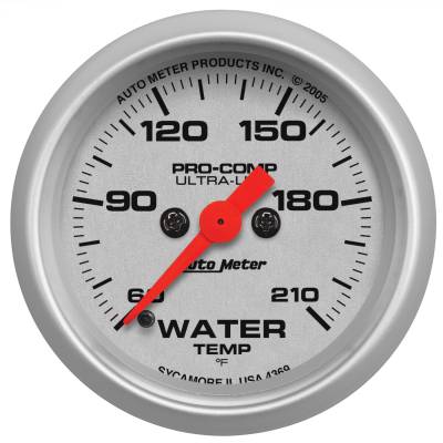 AutoMeter - AutoMeter 4369 Ultra-Lite Water Temp Gauge 60-210 -DEG F 2-1/16" Stepper Motor