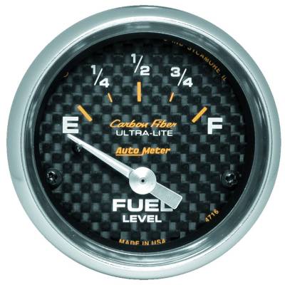 AutoMeter - AutoMeter 4716 Air Core Carbon Fiber Electric Fuel Level 240-33Ohm 2-1/16" SSE