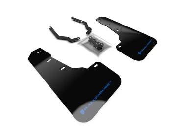 Rally Armor - Rally Armor MF46-FTLT-BLK/BL Black Mud Flap Blue Logo