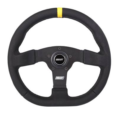 Grant - Grant 603-S D-Shaped Steering Wheel w/Yellow Center Stripe & Plastic Center