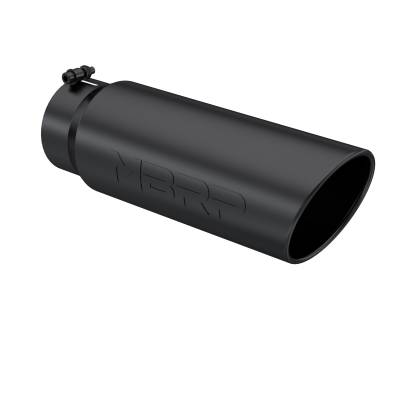 MBRP Exhaust - MBRP Exhaust T5125BLK Blk T304 SS 5" In Single Wall Rolled Angle Cut 6" Out Tip