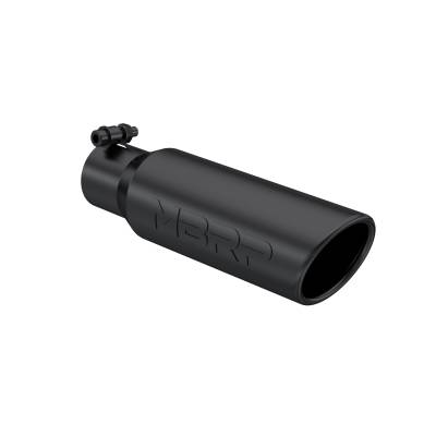 MBRP Exhaust - MBRP Exhaust T5113BLK Blk T304 SS 2.5" Inl Single Wall Rolled Angle 3.5" Out Tip
