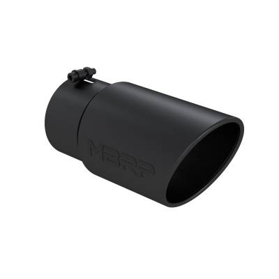 MBRP Exhaust - MBRP Exhaust T5075BLK Blk T304 SS 5" In Single Wall Rolled Angle Cut 6" Out Tip