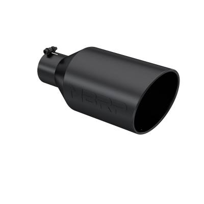 MBRP Exhaust - MBRP Exhaust T5128BLK Blk T304 SS 4" In Single Wall Rolled Angle Cut 8" Out Tip