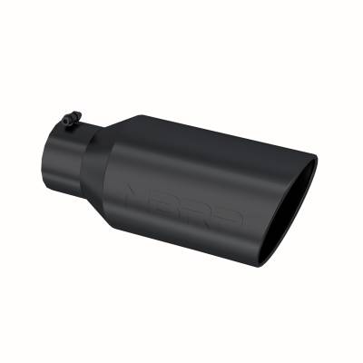 MBRP Exhaust - MBRP Exhaust T5129BLK Blk T304 SS 5" In Single Wall Rolled Angle Cut 8" Out Tip
