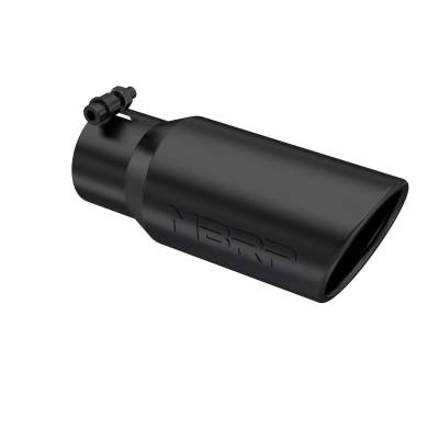 MBRP Exhaust - MBRP Exhaust T5155BLK Blk T304 SS 3" In Single Wall Rolled Angle Cut 4" Out Tip