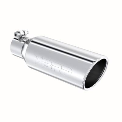 MBRP Exhaust - MBRP Exhaust T5150 T304 SS 2.5" In Single Wall Rolled Angle Cut 4" Outlet Tip