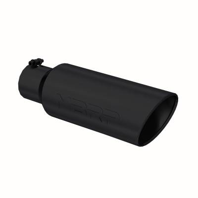 MBRP Exhaust - MBRP Exhaust T5130BLK Blk T304 SS 4" In Single Wall Rolled Angle Cut 6" Out Tip