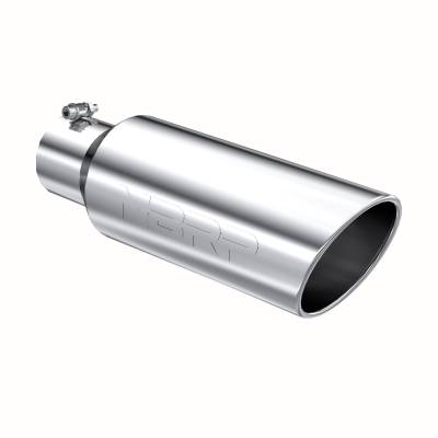 MBRP Exhaust - MBRP Exhaust T5130 T304 SS 4" Inlet Single Wall Rolled Angle Cut 6" Outlet Tip