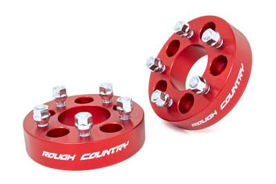 Rough Country Suspension Systems - Rough Country 1.5" 5x4.5 Aluminum Wheel Spacers Pair for Jeep XJ/TJ 1090RED