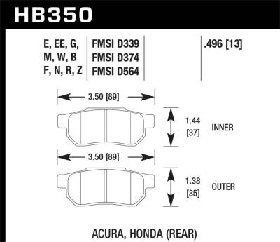 Hawk Performance - Hawk Performance HPS High Performance Street Brake Pads HB350F.496